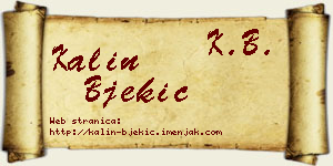Kalin Bjekić vizit kartica